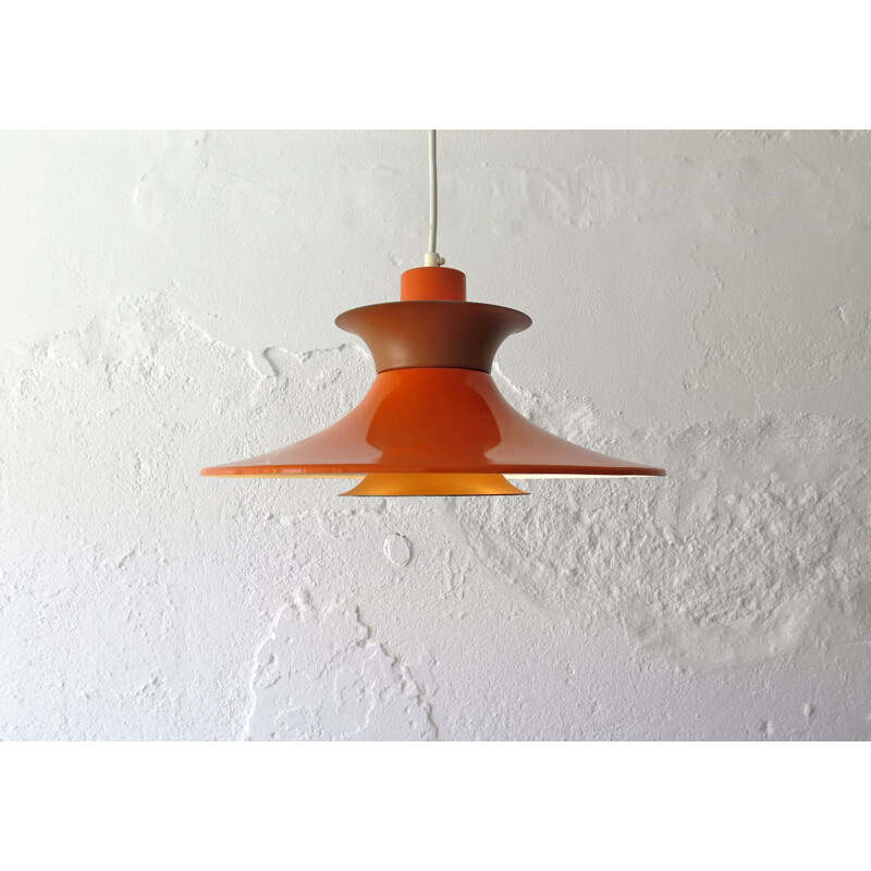 Suspension vintage orange et marron danoise 