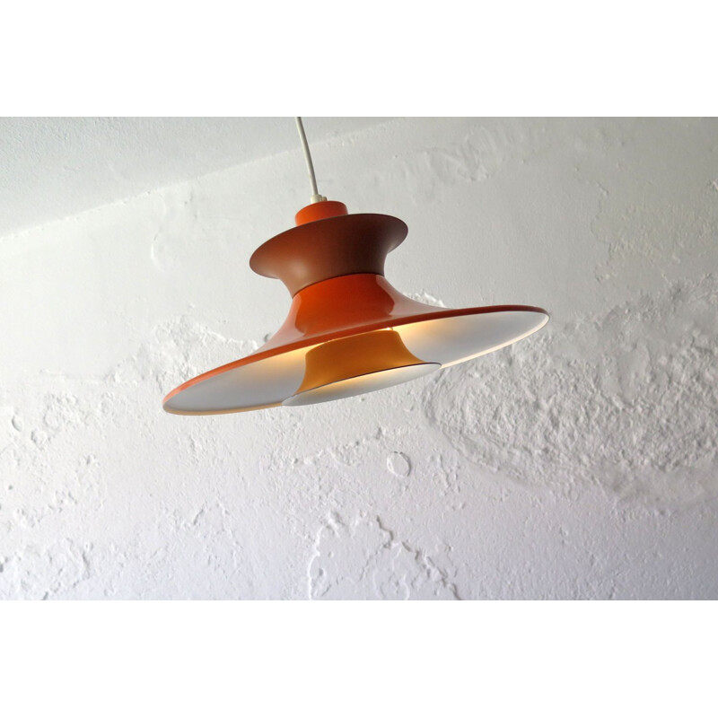 Vintage orange and brown hanging lamp danish