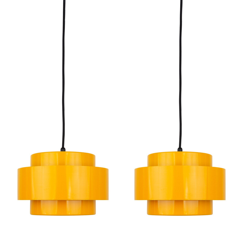 Pair of vintage pendant lamps Juno by Jo Hammerborg, Fog og Mørup, Denmark, 1980s