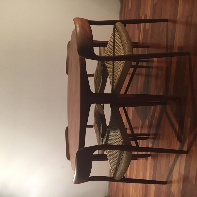 Ensemble Table et chaises vintage N 75 par Niels Otto Møller pour J.L. Møllers, 1950