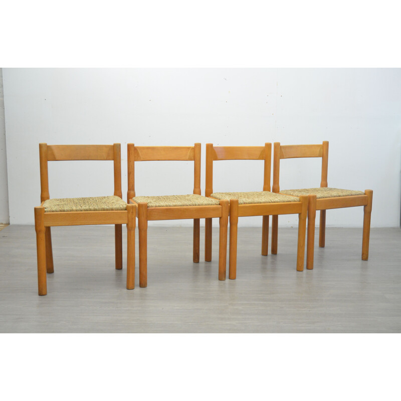 Set of 4 vintage Carimate Dining Chairs by Vico Magistretti