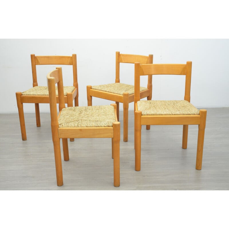 Set of 4 vintage Carimate Dining Chairs by Vico Magistretti