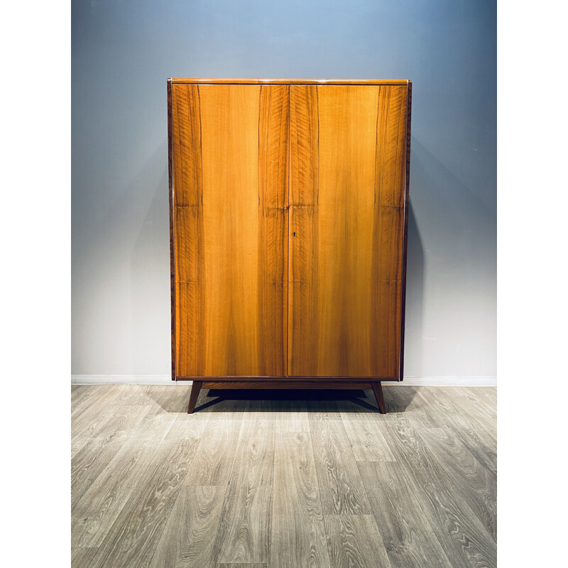 Vintage Walnut Veneer 2 Door Wardrobe Jitona 1960