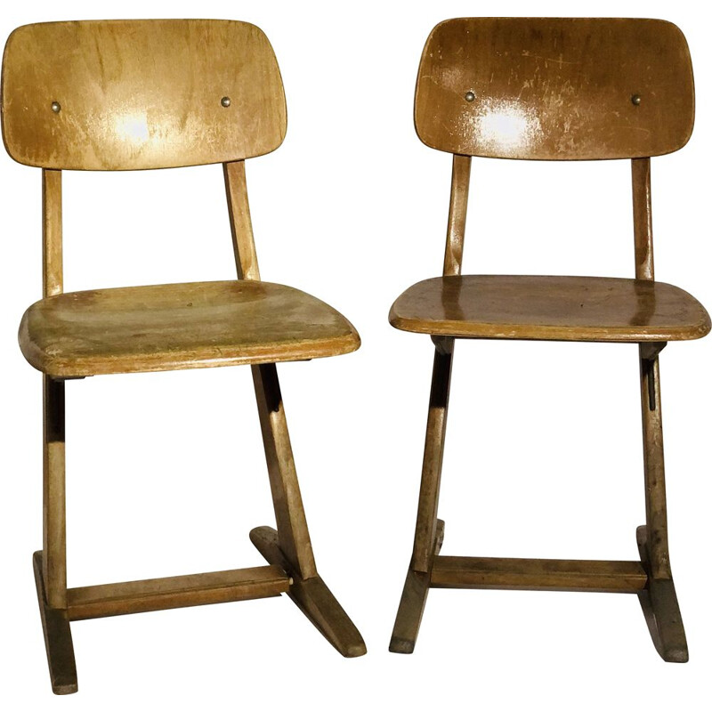 Pair of vintage wooden chairs