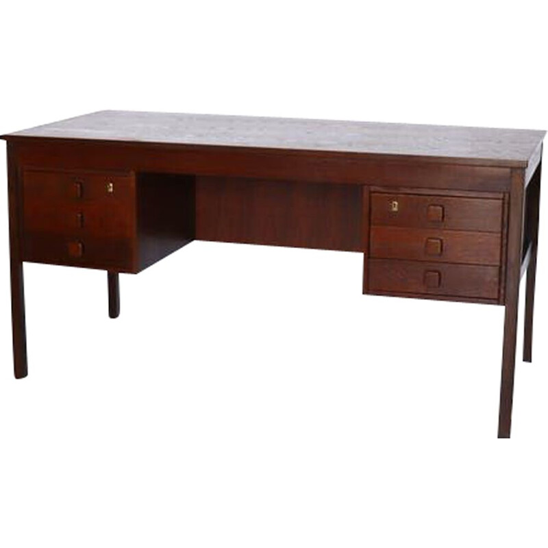 Vintage desk "Domino" large model in dark rosewood Denmark 1970