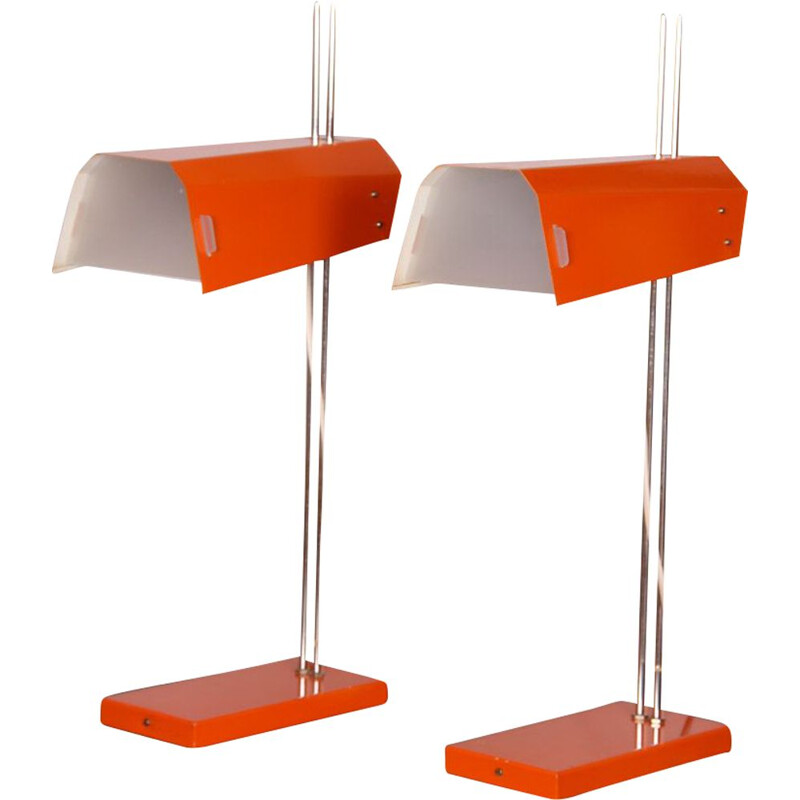 Pair of vintage metal lamps by Josef Hurka, 1970