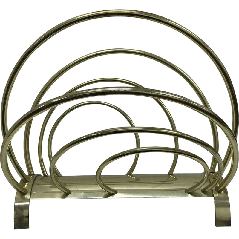 Vintage brass magazine rack, Italy 1950