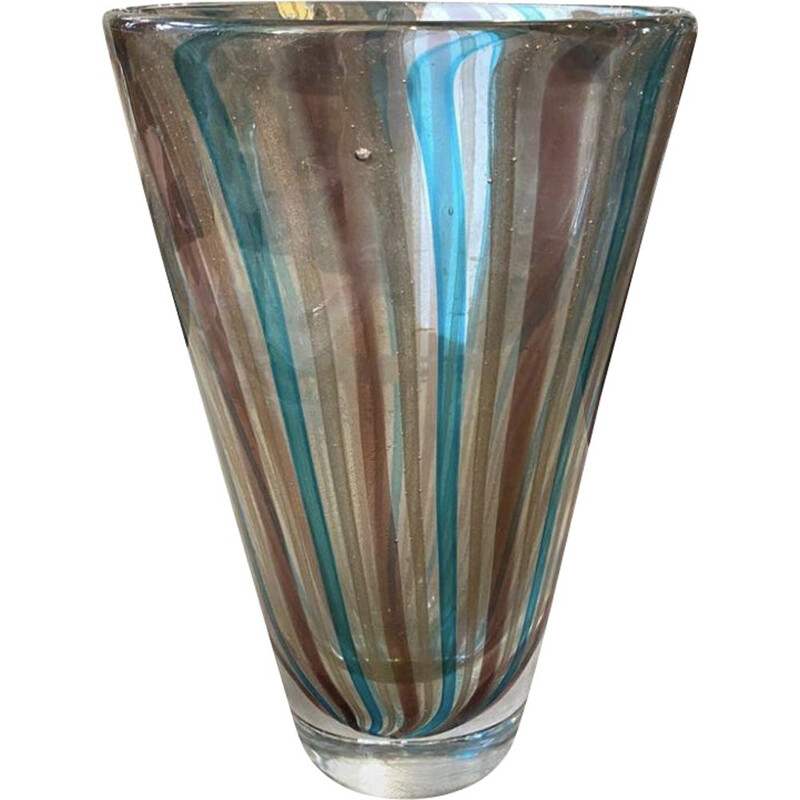 Mid-Century Heavy Murano Glass Vase, Modern 1970