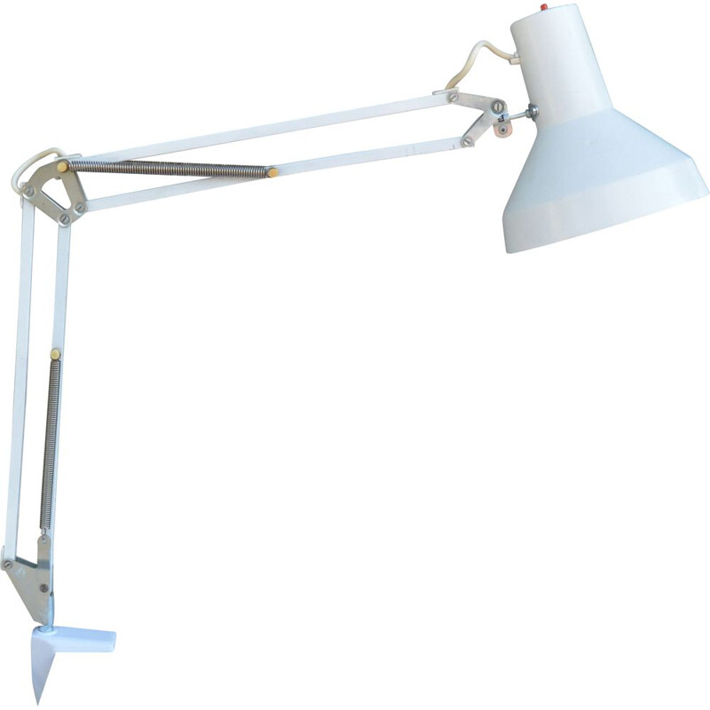 Vintage White drafting desk lamp, VEB Raumleuchte Zeulenroda Germany 1970s