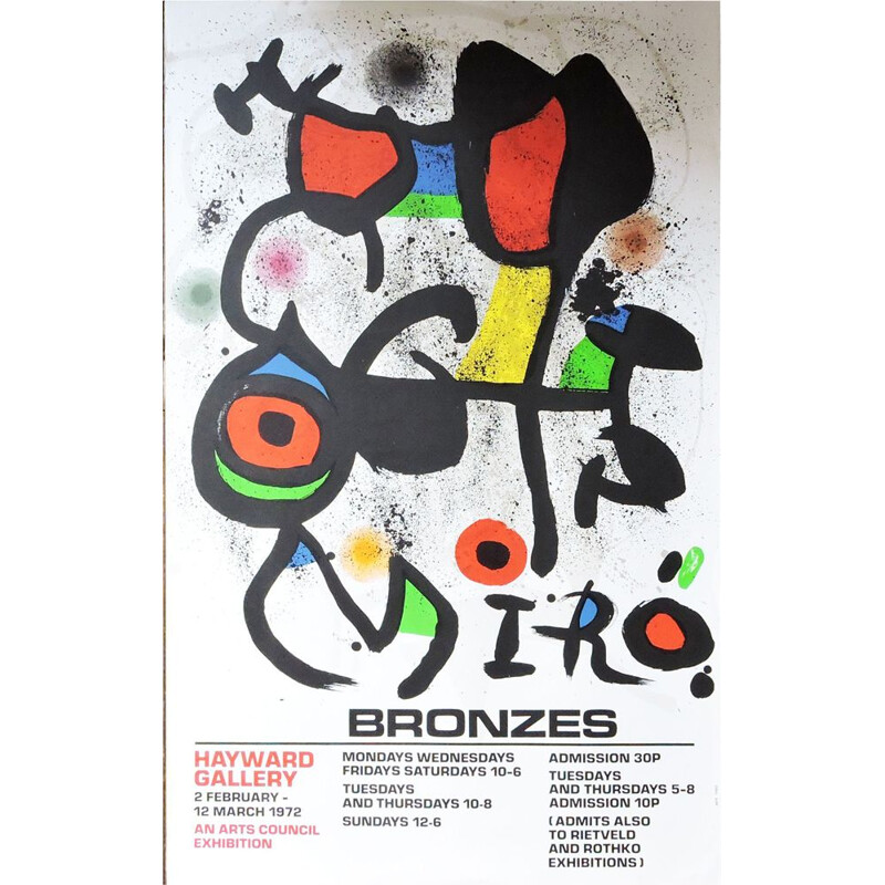 Affiche lithographique vintage sur pierre en bronze de Joan Miro 1960