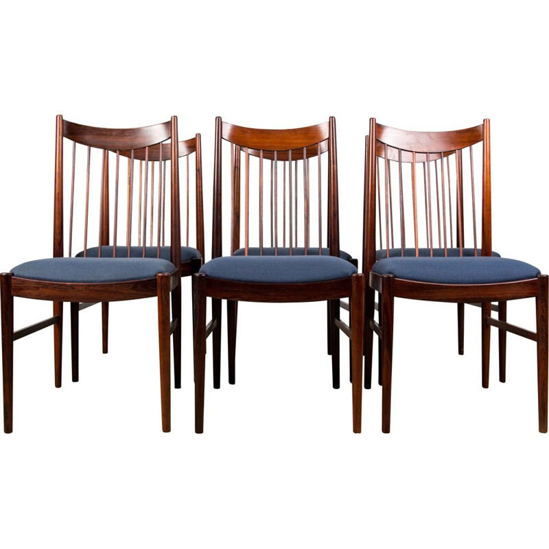 Série de 6 chaises vintage en Palissandre de Rio par Arne Vodder pour Sibast Danoises 1960