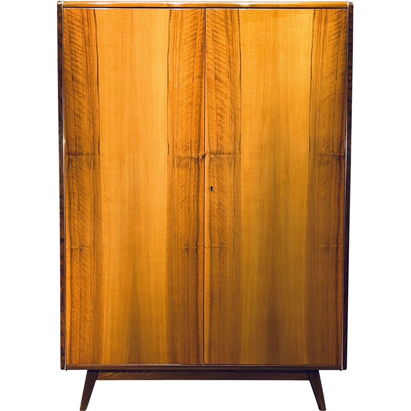 Vintage Walnut Veneer 2 Door Wardrobe Jitona 1960