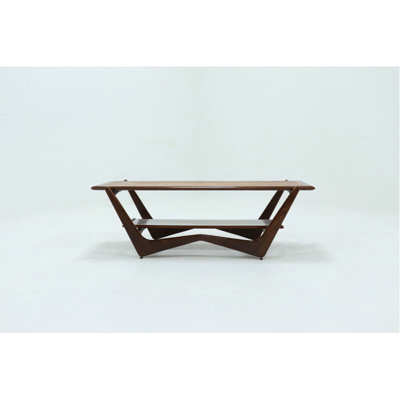 Table basse sculpturale en teck vintage 1960