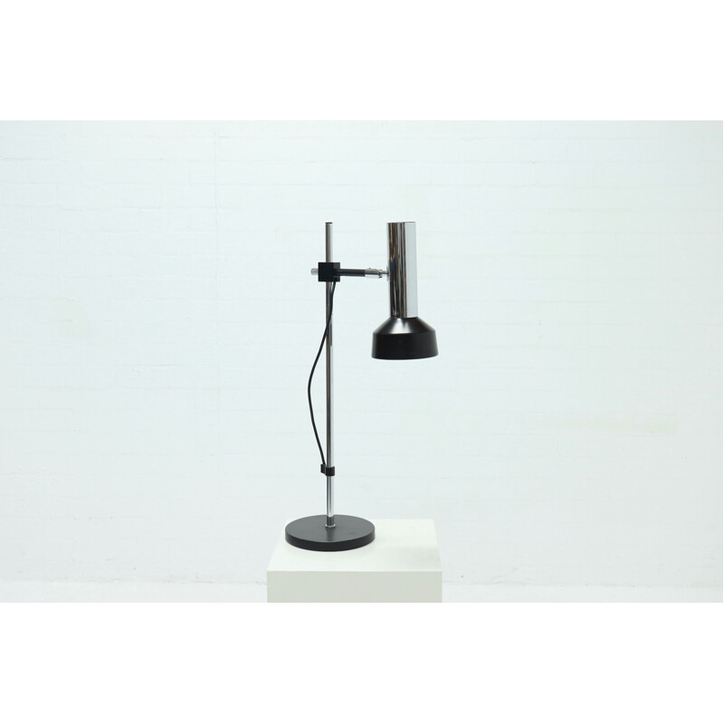 Lámpara de escritorio vintage regulable en cromo y acero, 1960