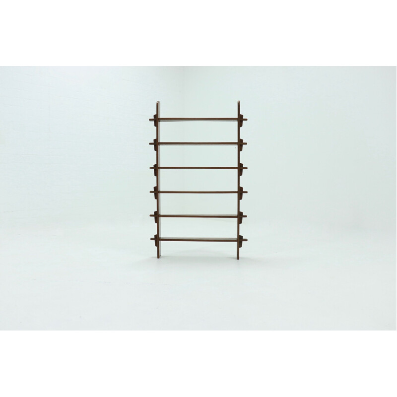 Vintage Constructivist Wooden Free Standing shelving Unit 1960s