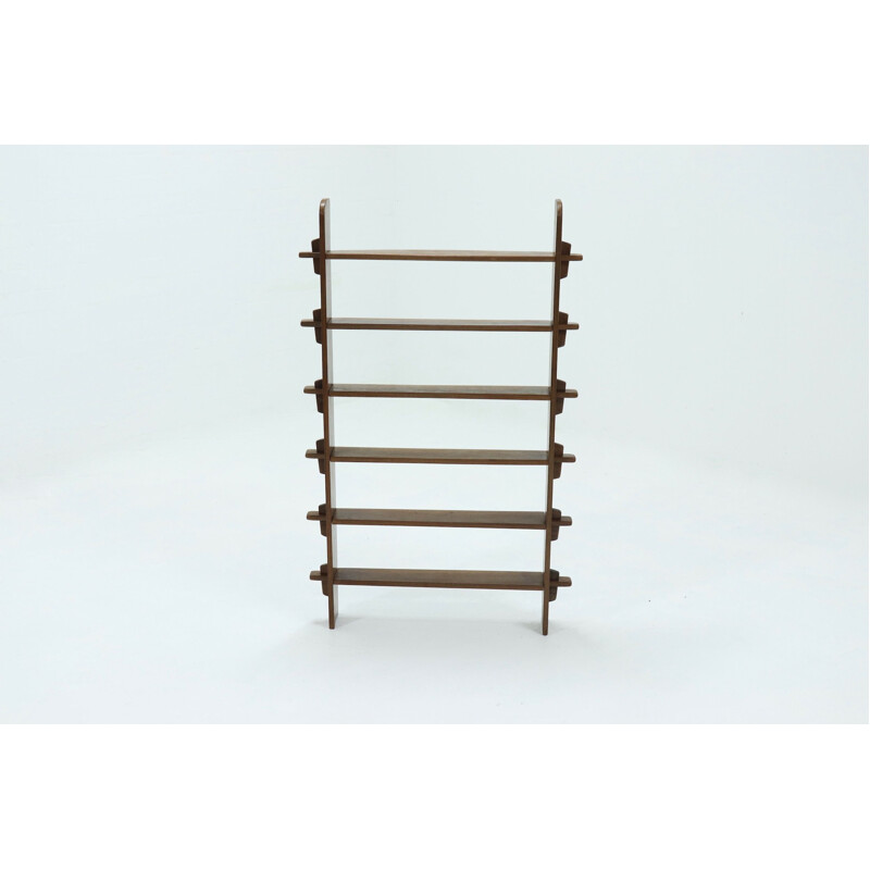 Vintage Constructivist Wooden Free Standing shelving Unit 1960s