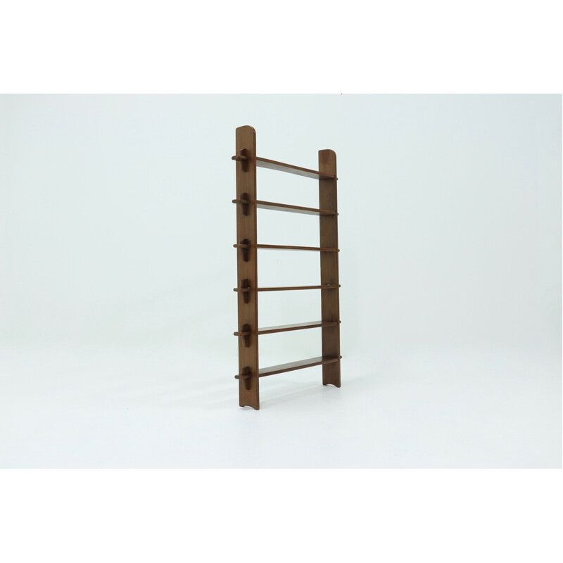 Vintage Constructivist Wooden Free Standing shelving Unit 1960s