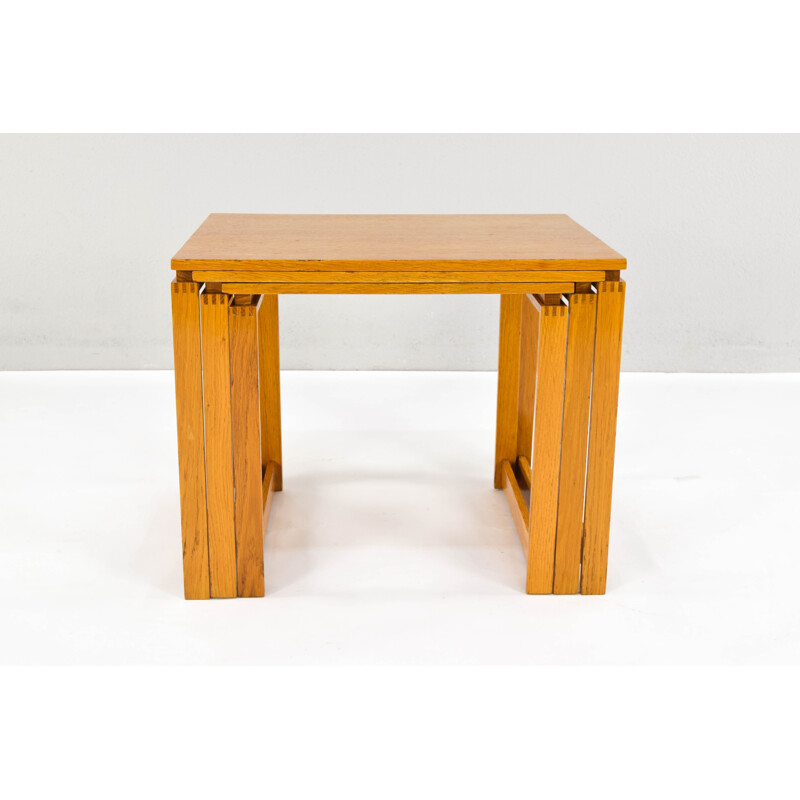 Ensemble de 3 tables gigogne vintage en hêtre danoise 1970