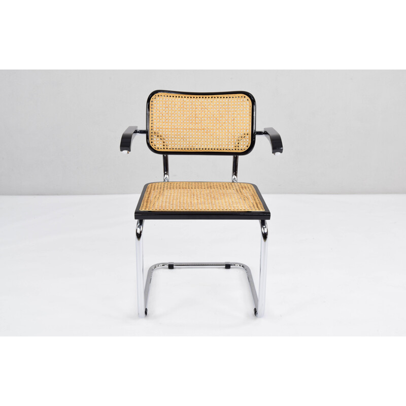 Mid-Century Modern B64 Cesca Chair with Arms by Marcel Breuer, Italy, 1970s