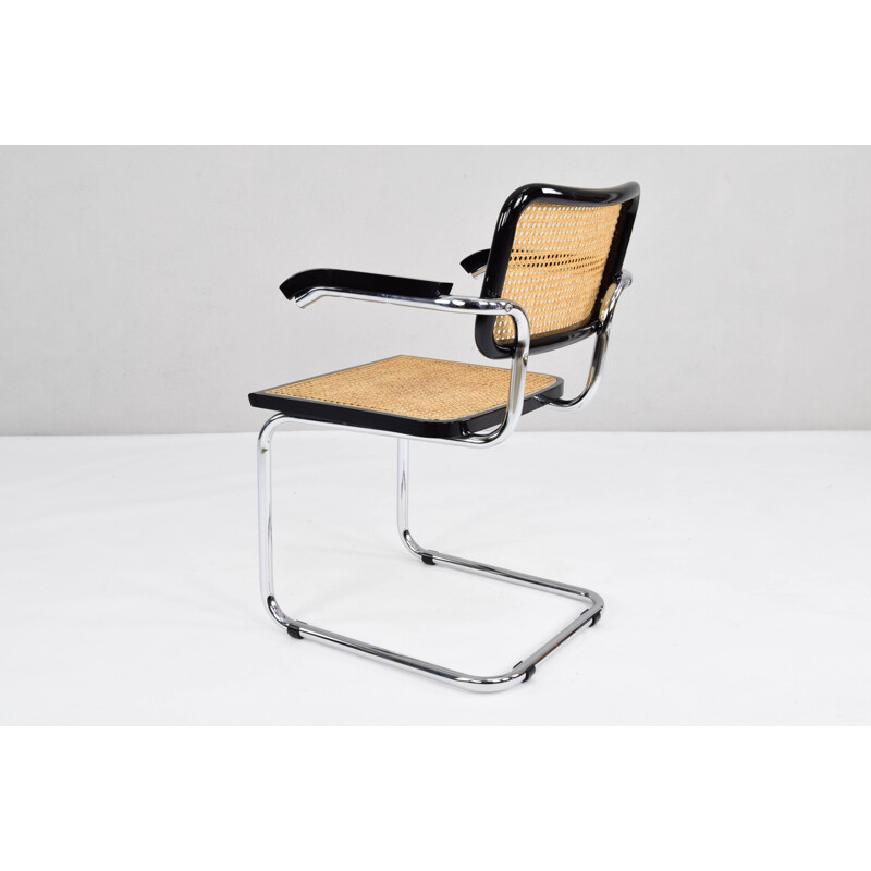 Mid-Century Modern B64 Cesca Chair with Arms by Marcel Breuer, Italy, 1970s