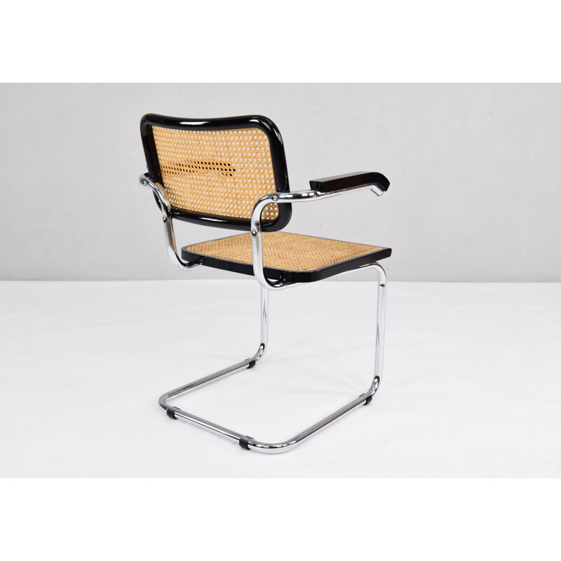 Mid-Century Modern B64 Cesca Chair with Arms by Marcel Breuer, Italy, 1970s