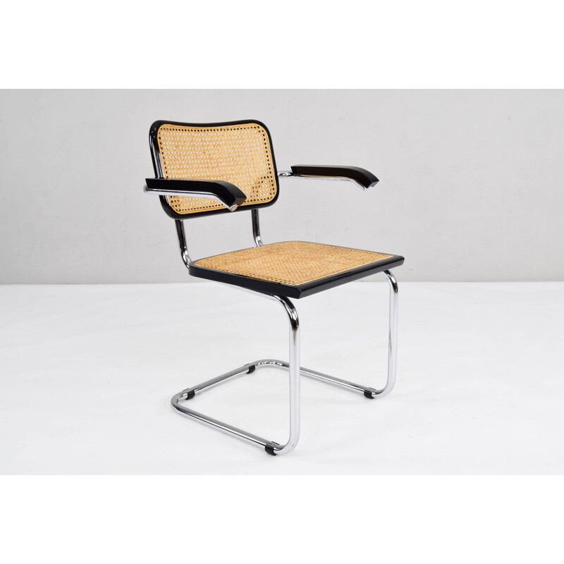 Mid-Century Modern B64 Cesca Chair with Arms by Marcel Breuer, Italy, 1970s