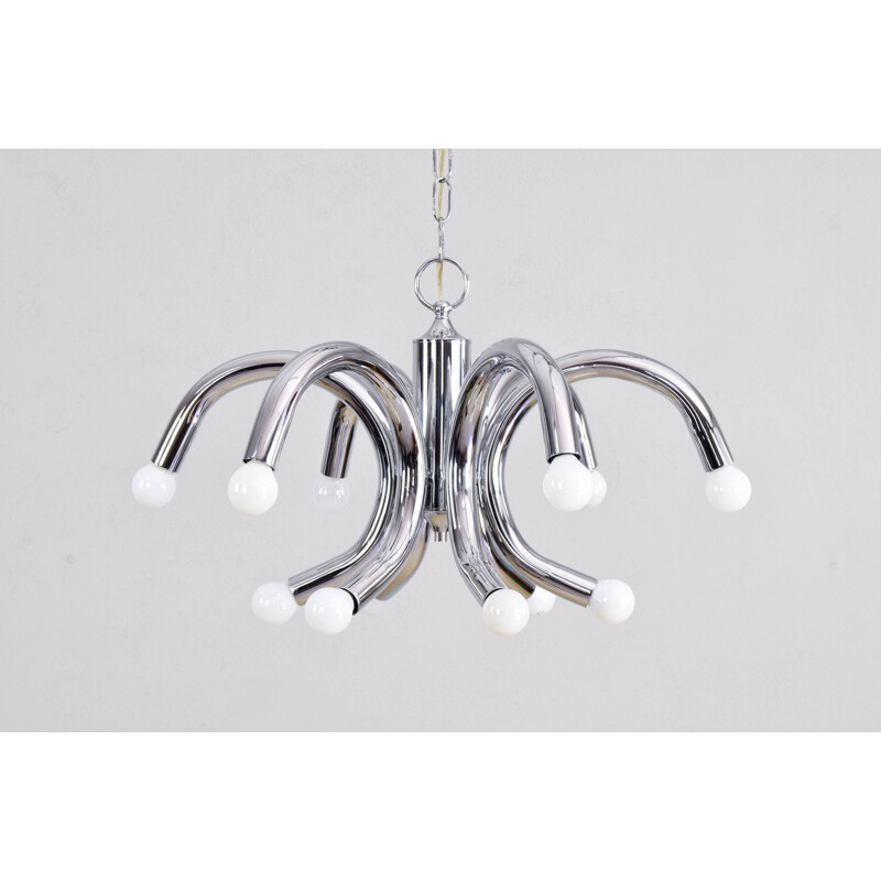 Pair of Mid-Century Modern  of Angelo Brotto Tubular Chrome Sconces, Italy 1960s