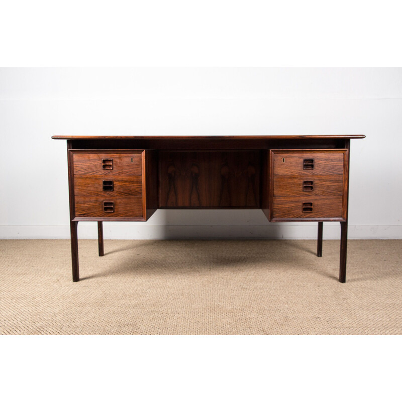 Bureau vintage ministre double face en Palissandre de Rio par Erik Brouer Danois