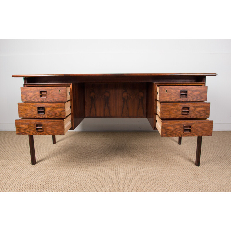 Bureau vintage ministre double face en Palissandre de Rio par Erik Brouer Danois