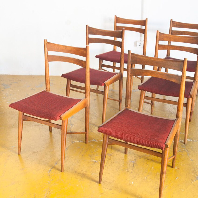 Set of 6 Scandinavian Vintage Chairs Spain 1960