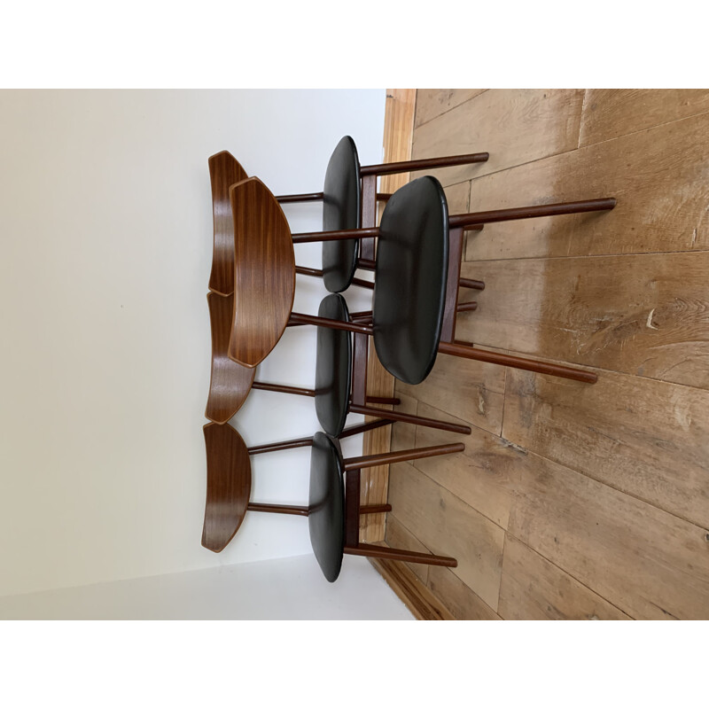 Set Of 4 of vintage Teak Chairs Louis Van Teeffelen 