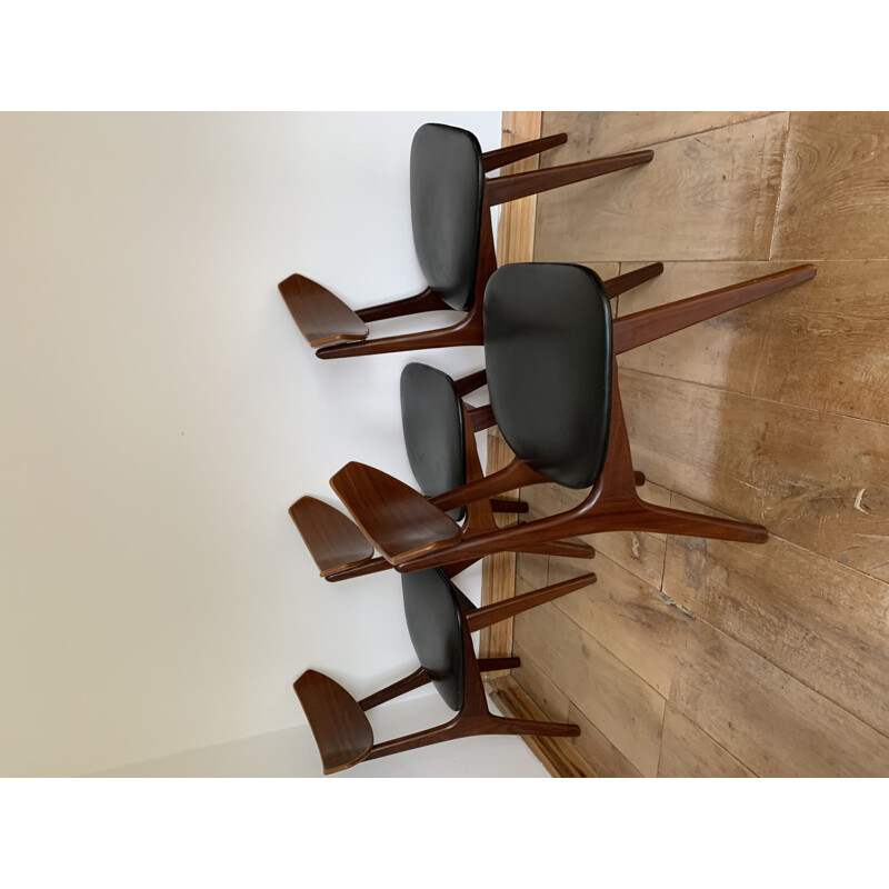 Set Of 4 of vintage Teak Chairs Louis Van Teeffelen 