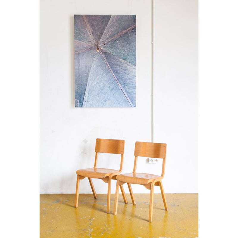 Pair of vintage UK school chairs, 1970