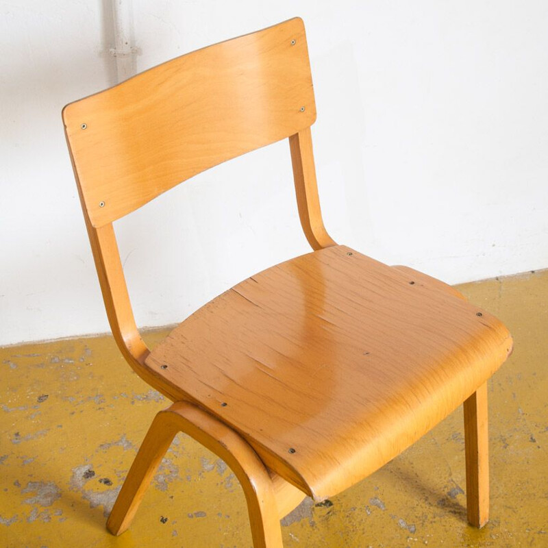 Pair of vintage UK school chairs, 1970