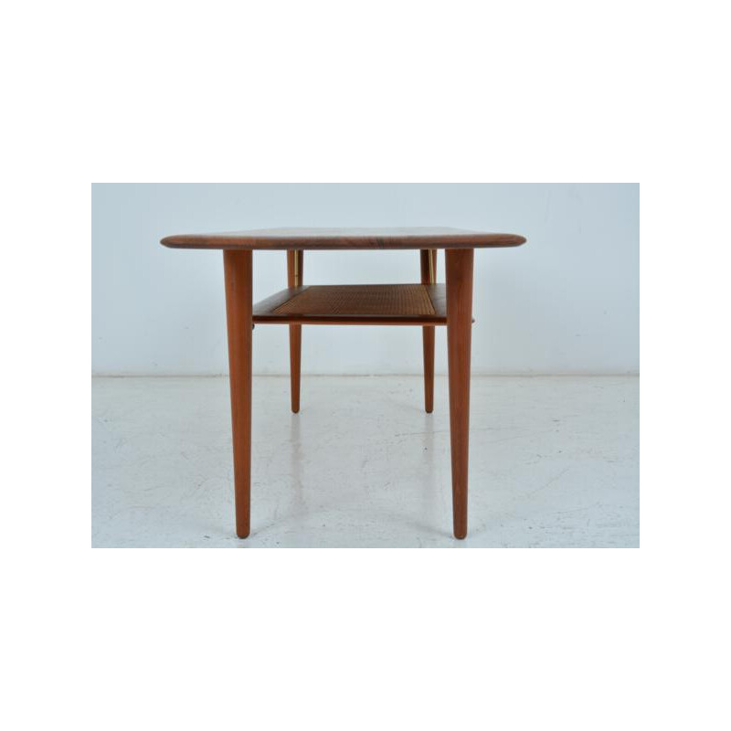 France and Son coffee table in teak and rattan, P. HVIDT & O. MOLGAARD - 1960s