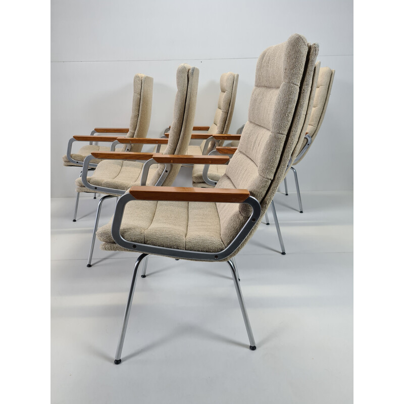 Set of 6 Vintage Armchairs with high backrests by Geoffrey Harcourt for Artifort, 1960s