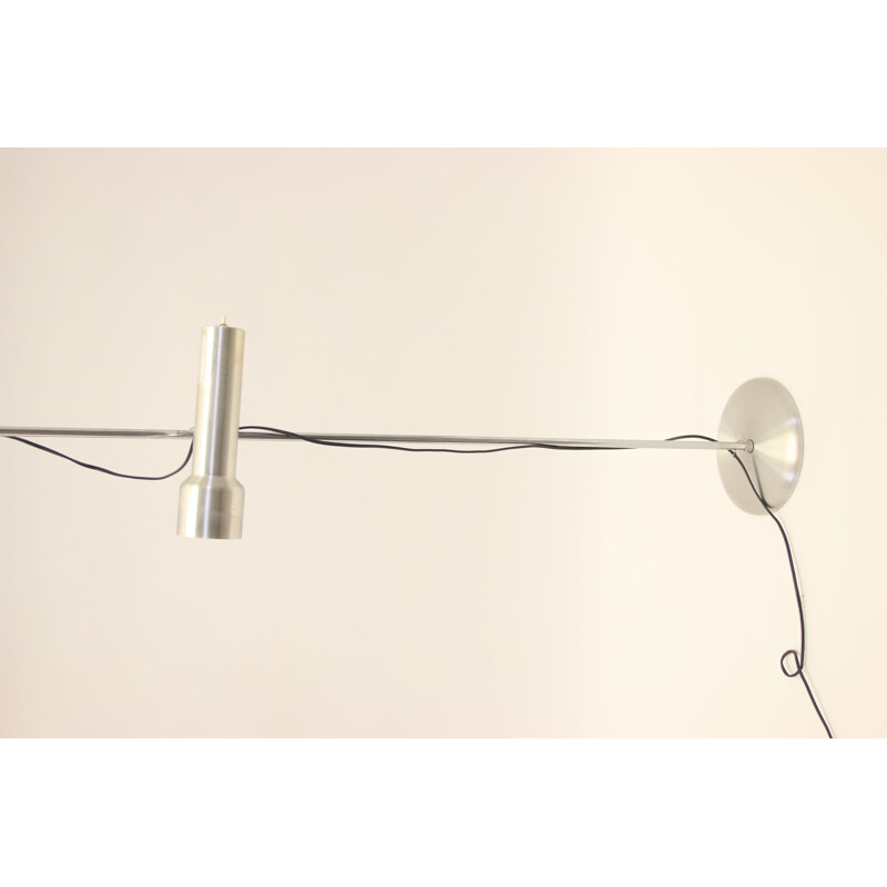 Vintage silver gray floor lamp with adjustable base 1970s