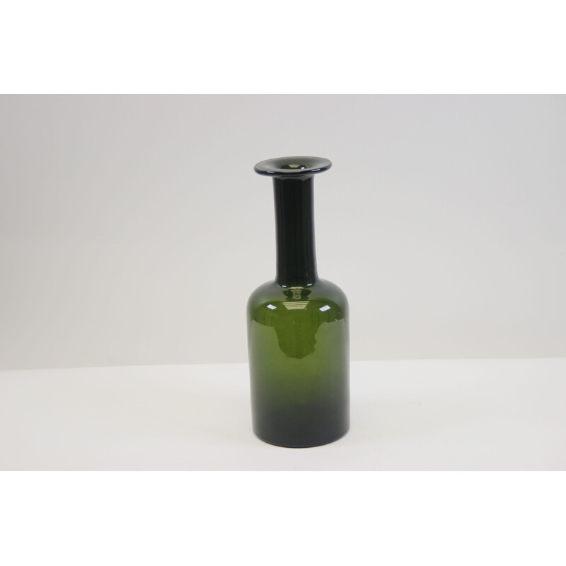 Vintage green bottle vase Otto Brauer for Kastrup Holmegaard 1960s