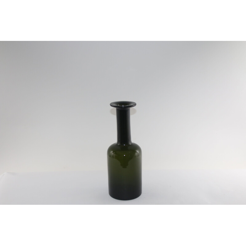 Vase vintage bouteille vert Otto Brauer pour Kastrup Holmegaard 1960