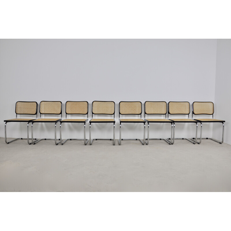 Set of 8 vintage Black Dinning Chairs By Marcel Breuer