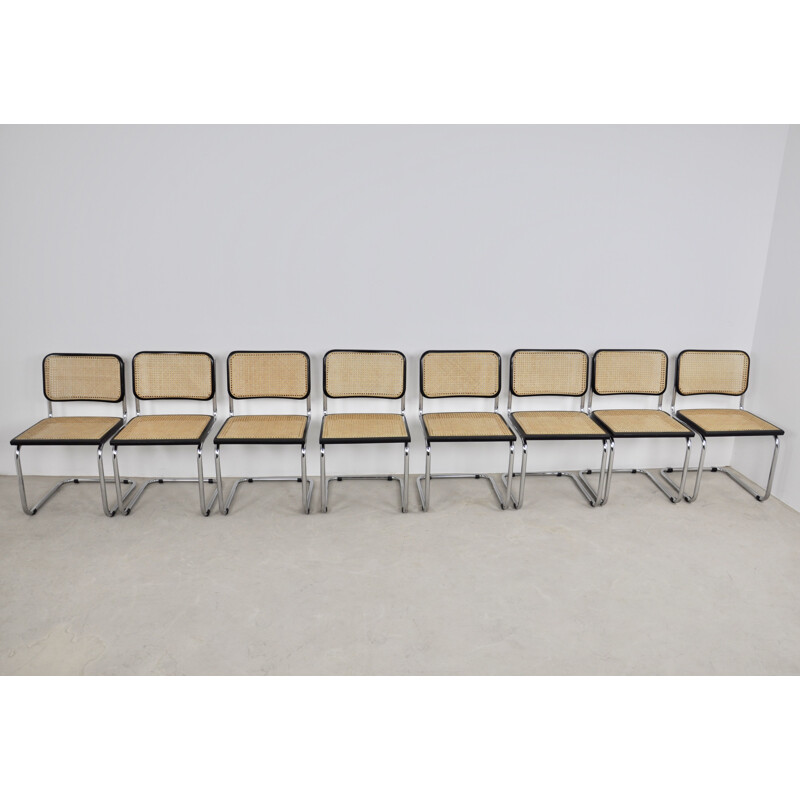 Set of 8 vintage Black Dinning Chairs By Marcel Breuer