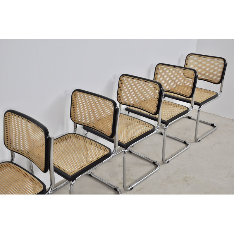 Set of 8 vintage Black Dinning Chairs By Marcel Breuer