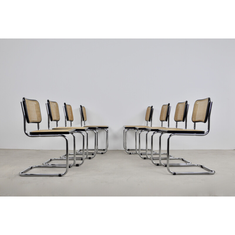 Set of 8 vintage Black Dinning Chairs By Marcel Breuer