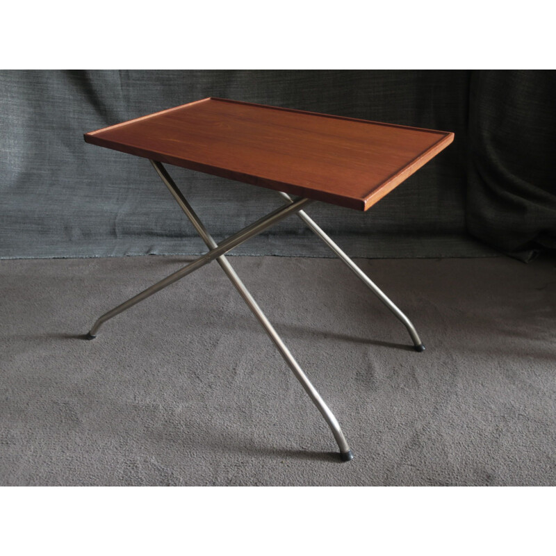 Vintage Deense verstelbare teak en aluminium tafel 1960