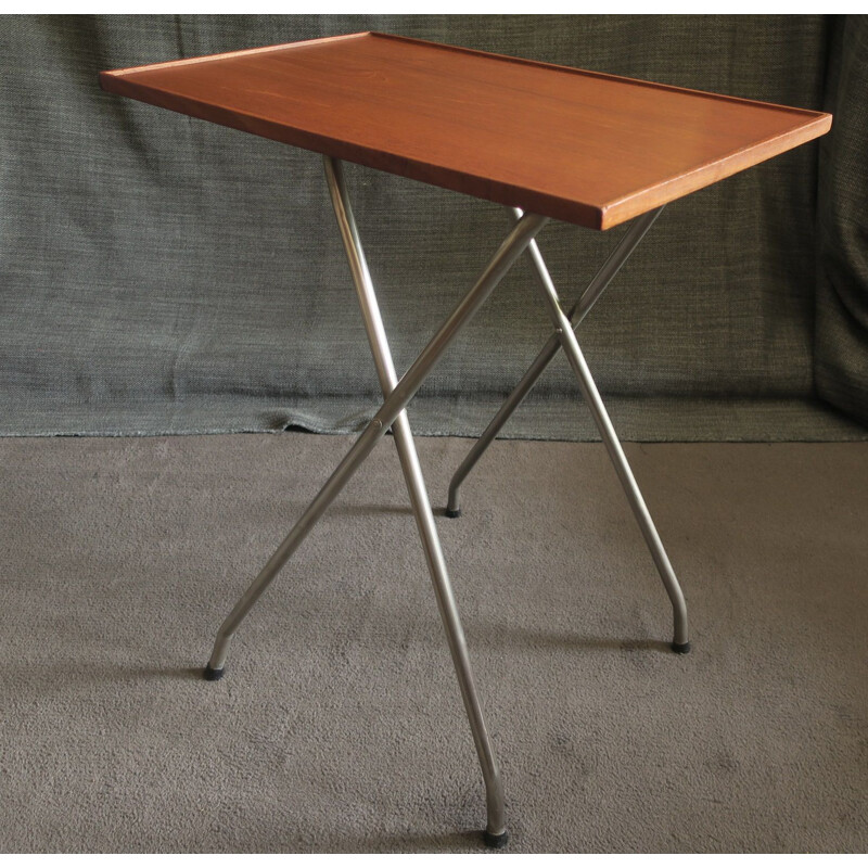 Vintage Danish Teak and Aluminium Adjustable Table 1960s