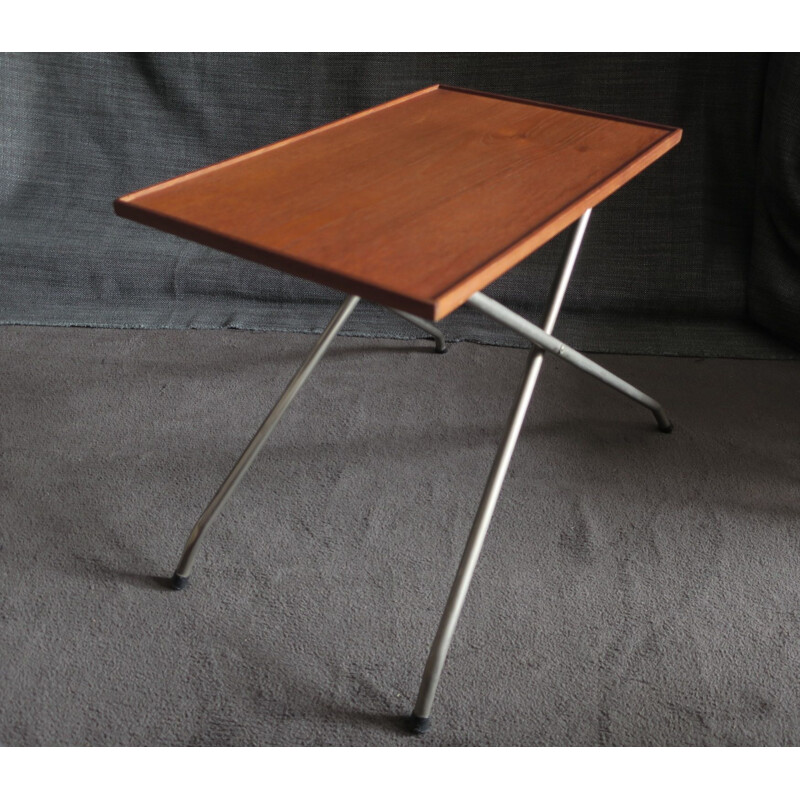Verstellbarer dänischer Vintage-Tisch aus Teakholz und Aluminium 1960