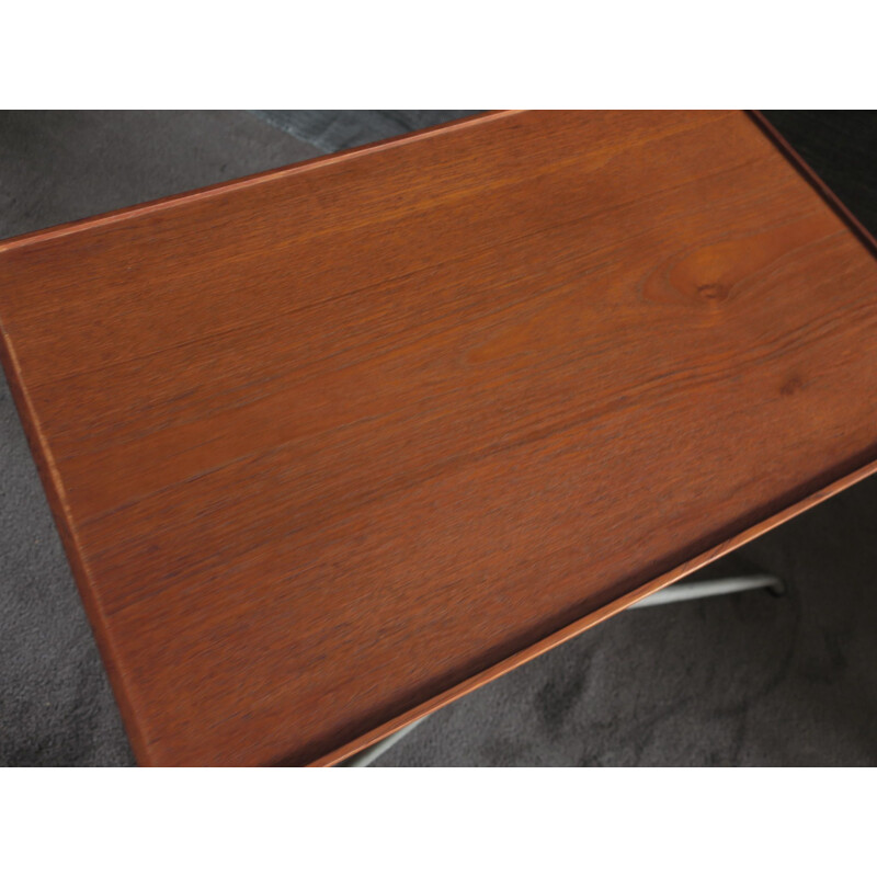 Vintage Deense verstelbare teak en aluminium tafel 1960