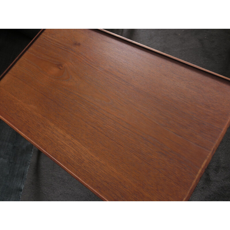 Vintage Deense verstelbare teak en aluminium tafel 1960