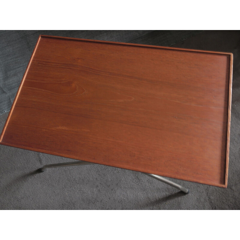 Vintage Deense verstelbare teak en aluminium tafel 1960