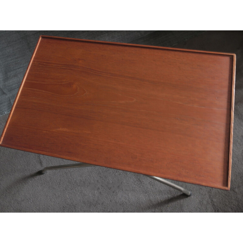 Vintage Danish Teak and Aluminium Adjustable Table 1960s